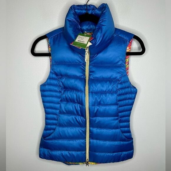 NWT Lilly Pulitzer Allie Packable Down Puffer Vest Brewster Blue Size XS - Picture 3 of 9